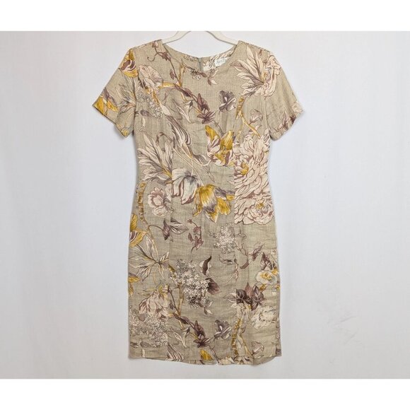 Ann Taylor Dresses & Skirts - VINTAGE 80s-90s Ann Taylor 6 Dress Cottage Core Floral 100% Linen Short Sleeve